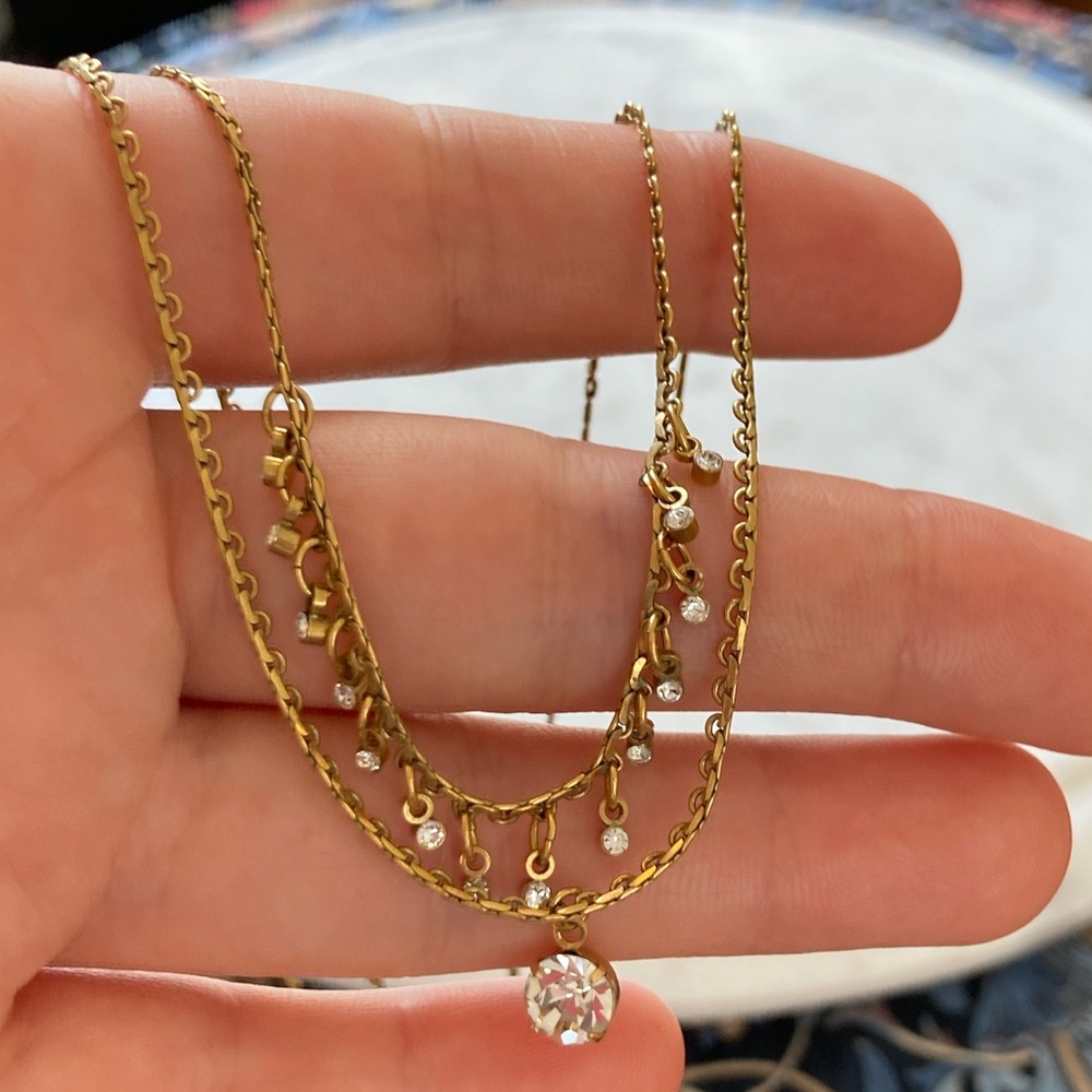 Vintage Avon Double-Layered Dangling Rhinestones Necklace